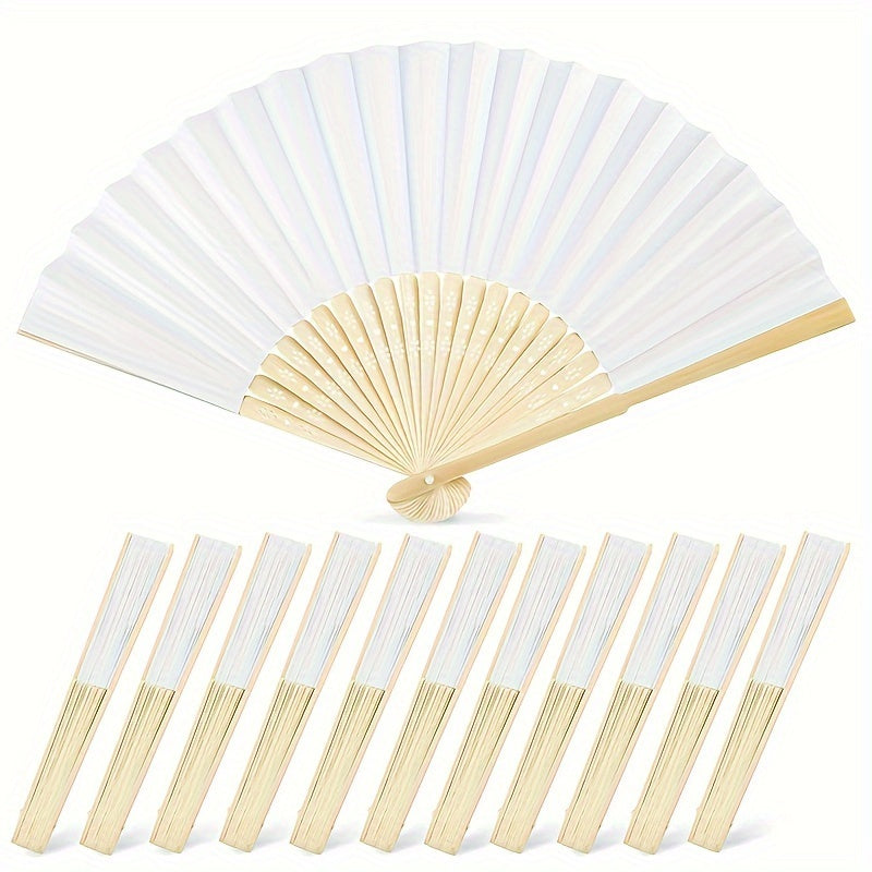 Pack of 10 20 50 White Folding Fans for Weddings Parties and DIY Projects