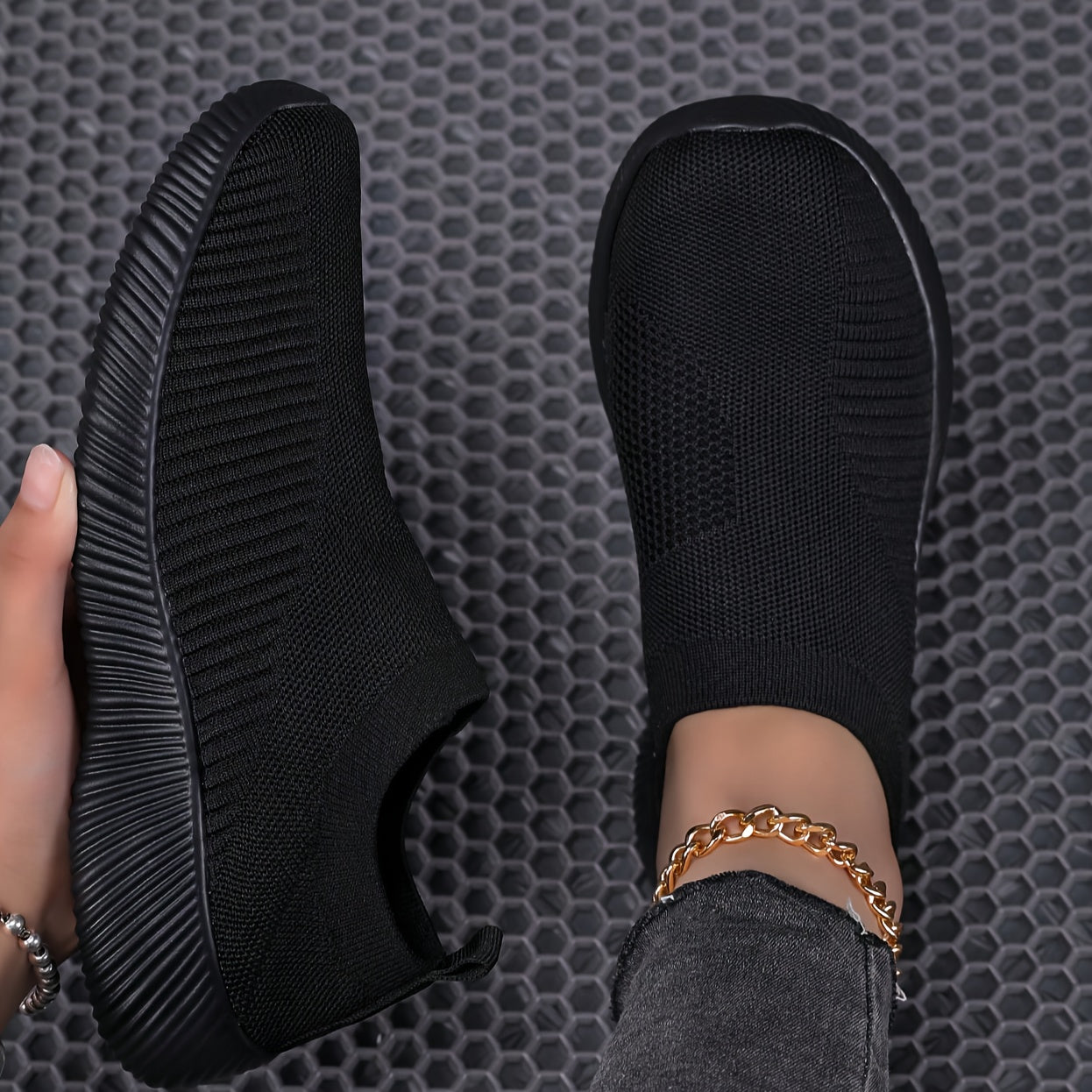 Women's Mesh Slip-On Sneakers, Casual Low Top Running Shoes