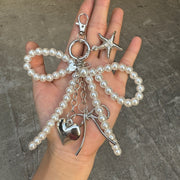 Y2K Butterfly Love Pendant with Pearls for Car Keys Mobile Phone Bag Accessories