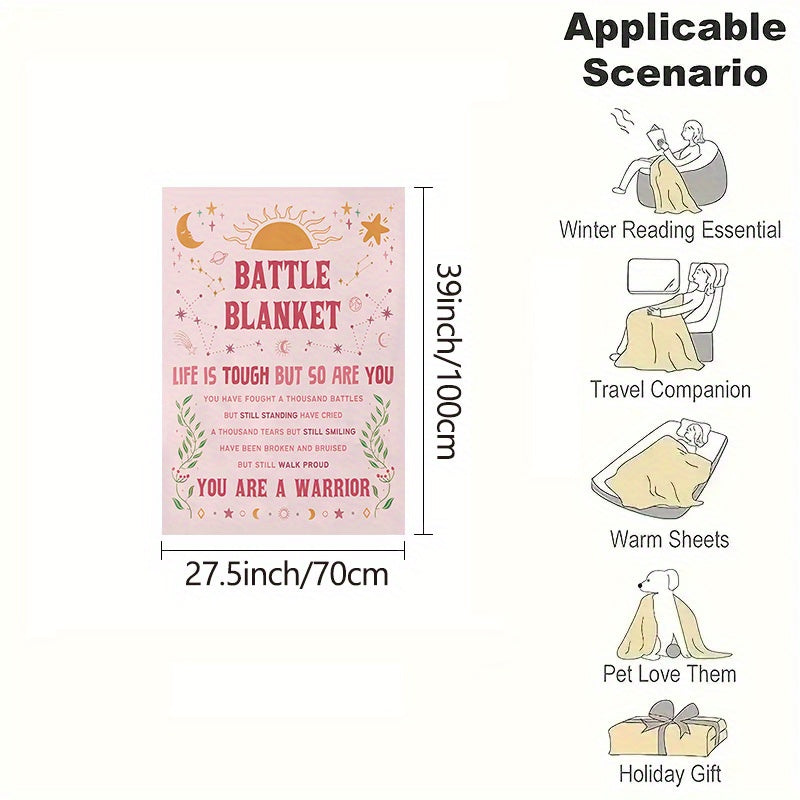 Women's Flannel Cancer Care Blanket with Uplifting Quotes for Chemo and Healing