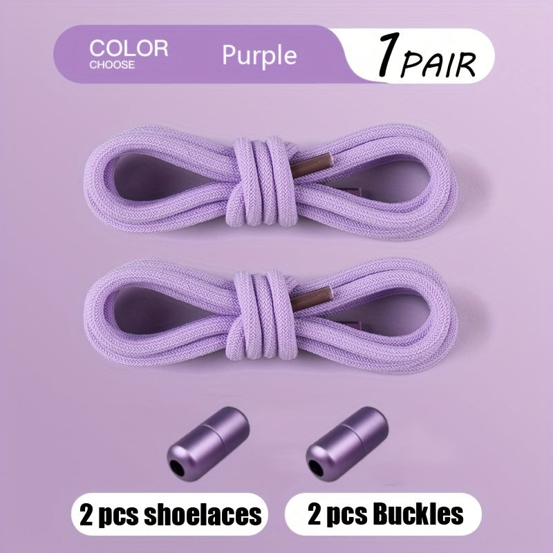 Teenagers Elastic Colorful Shoe Laces with Buckles and No Tie Needed (2 Pairs)