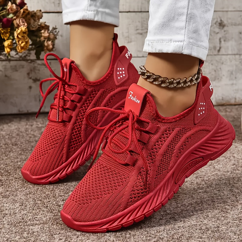 Women's Lightweight Knit Sneakers Breathable Low-Top Running Shoes