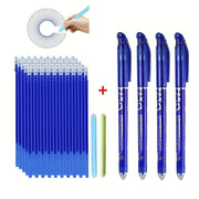Set of 36 Blue 0.5mm Erasable Gel Pens with Replaceable Cores for Office and Students