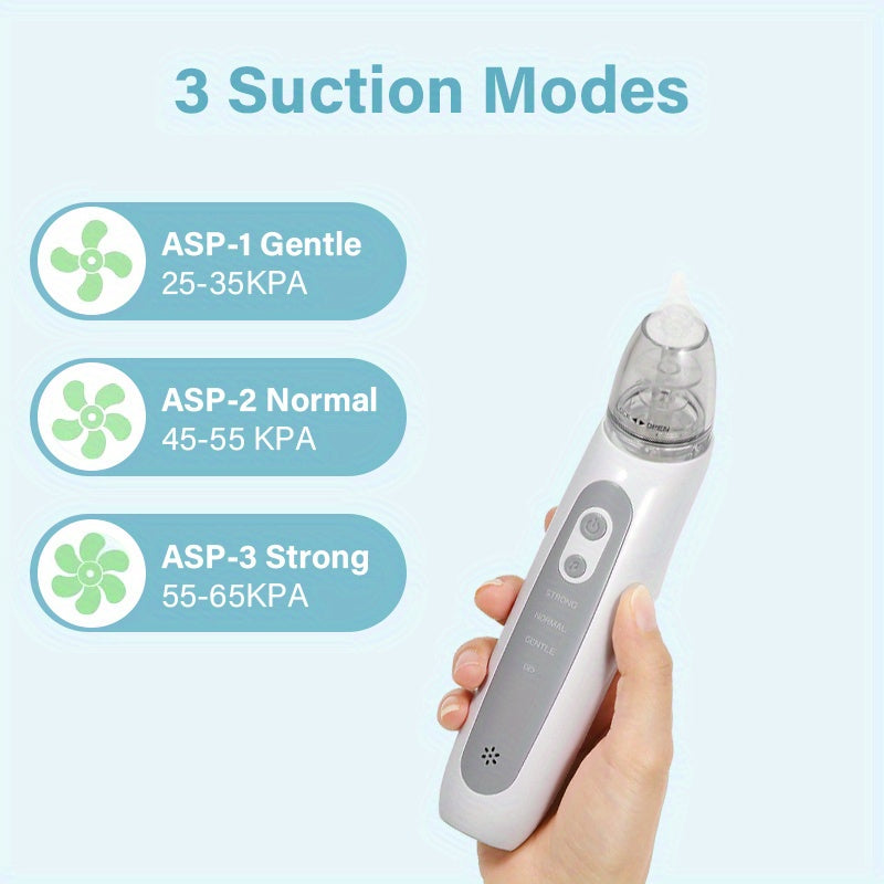 Aspirador nasal recargable por USB con luces musicales y 3 boquillas para hogar y viaje