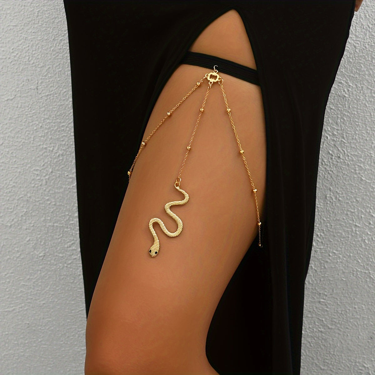 Cadena de cuerpo de playa para mujer con colgante de serpiente y cadena de muslo para moda de verano