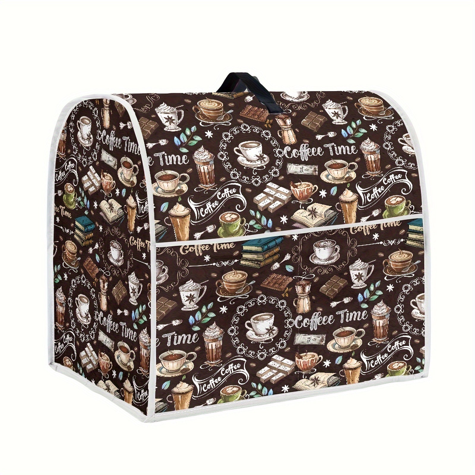 Coffee-Themed Stand Mixer Cover Dustproof Protective Kitchen Appliance Cover with Pockets