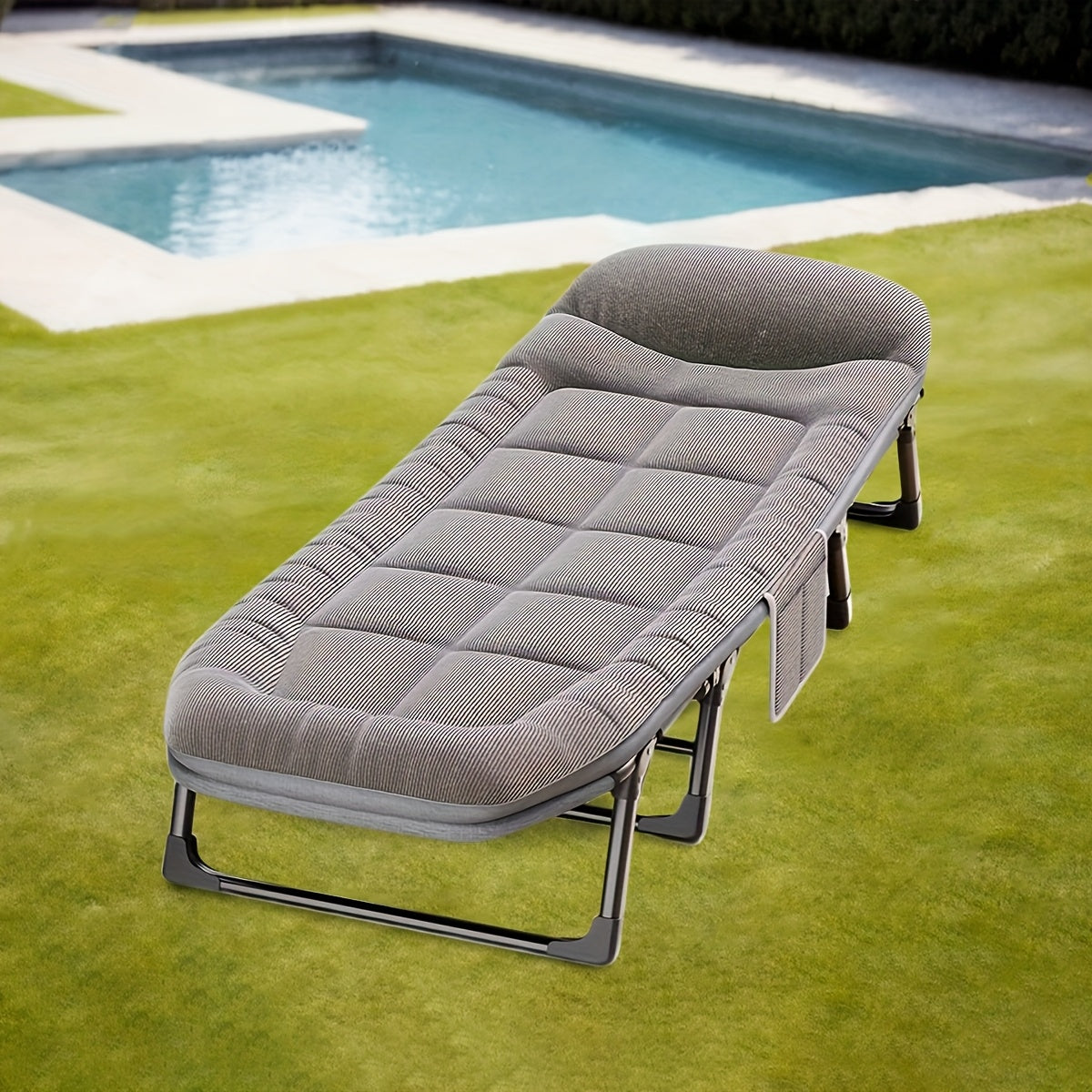 Folding Single Sofa Bed Adjustable for Camping Travel Supports Up to 100kg Cushions Included