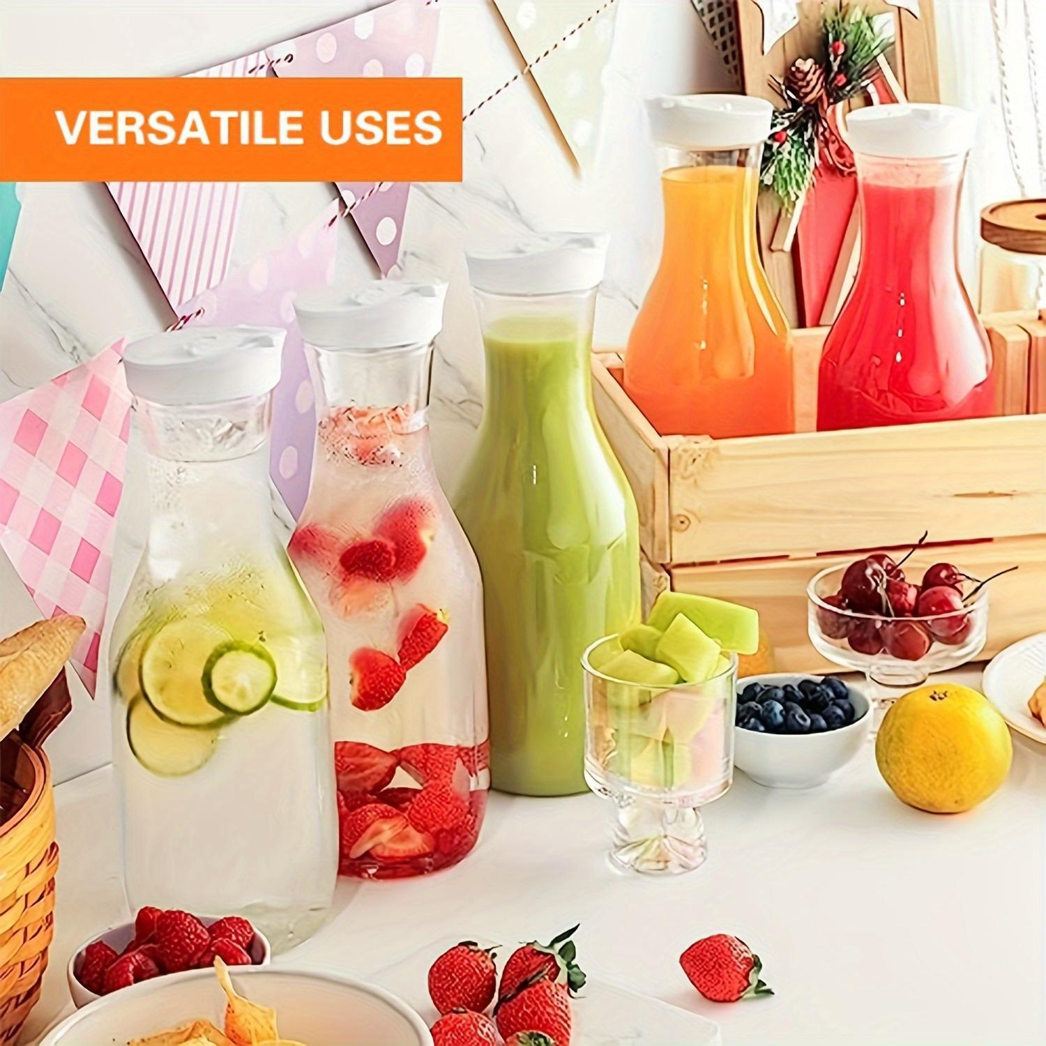 3pc Clear Square Pitcher Set 50oz 67oz with Flip Lids for Iced Tea Juice