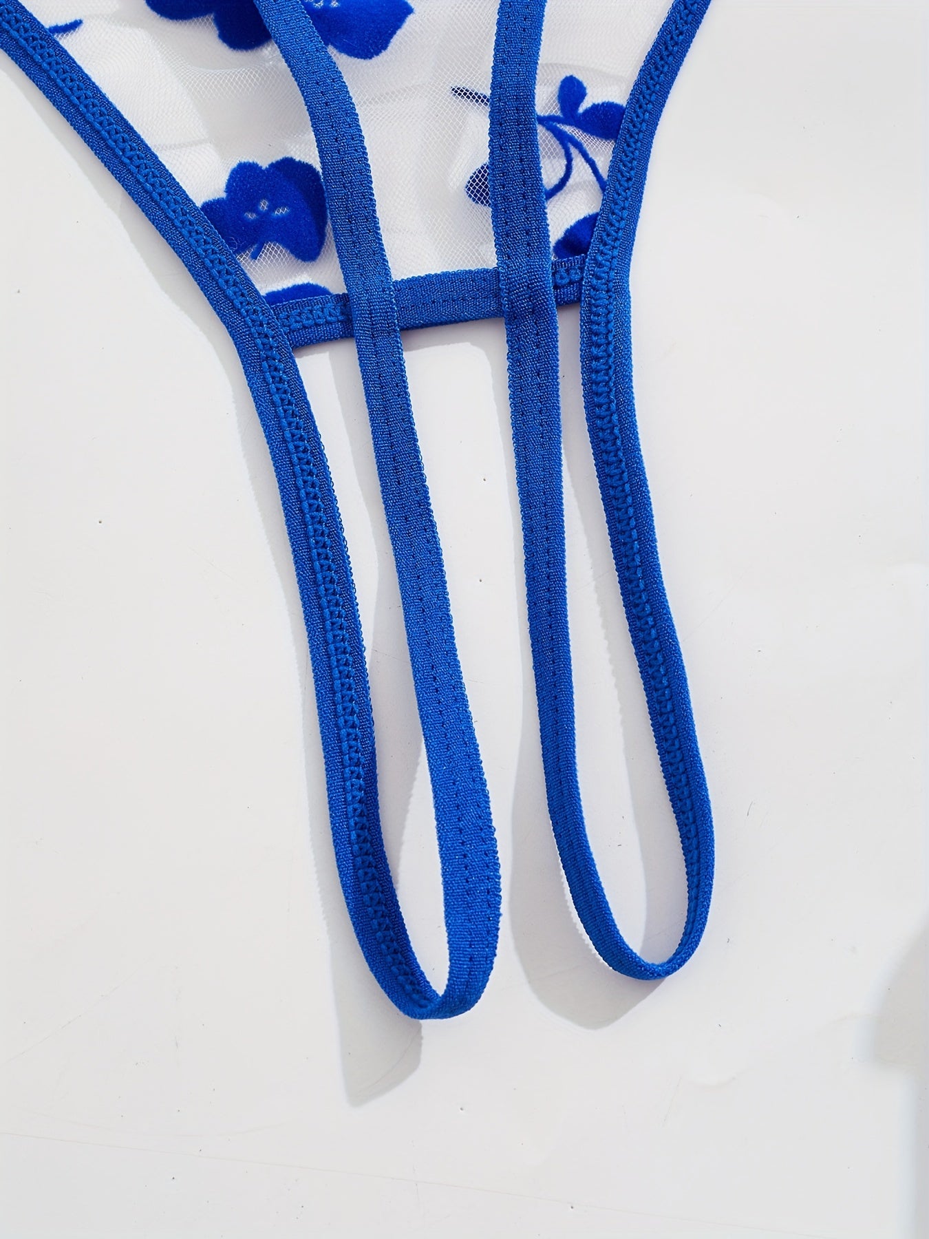 Women’s Lace Mesh Open Cup Lingerie Set with Adjustable Straps