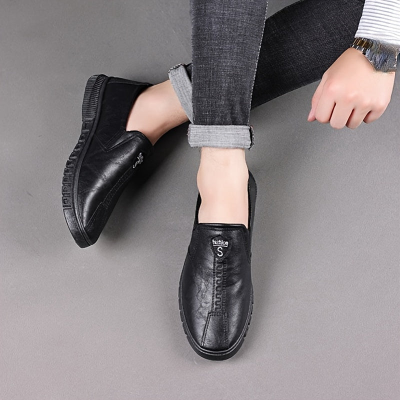Men's Slip-On Loafers All-Season Solid Color Comfortable Non-Slip Rubber Sole