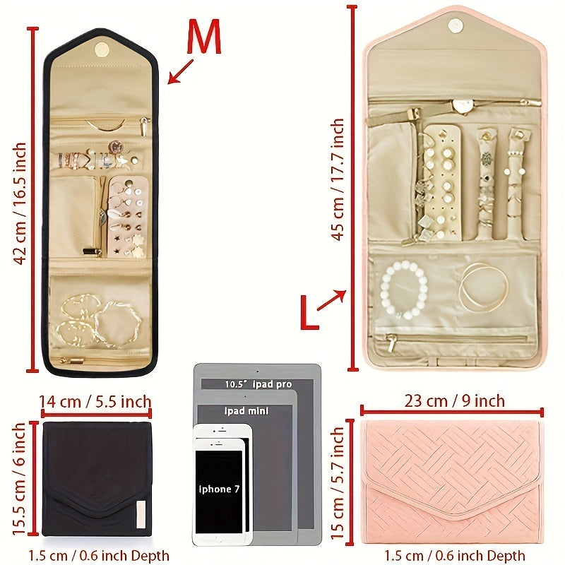 Zargarlik va makiyaj uchun ko'p bo'limli, suv o'tkazmaydigan zamonaviy tashkilotchisi, sayohat va uyda saqlash uchun ideal. Pushti, qora va cyan ranglarda mavjud. Mustahkam polyester materialidan tayyorlangan.