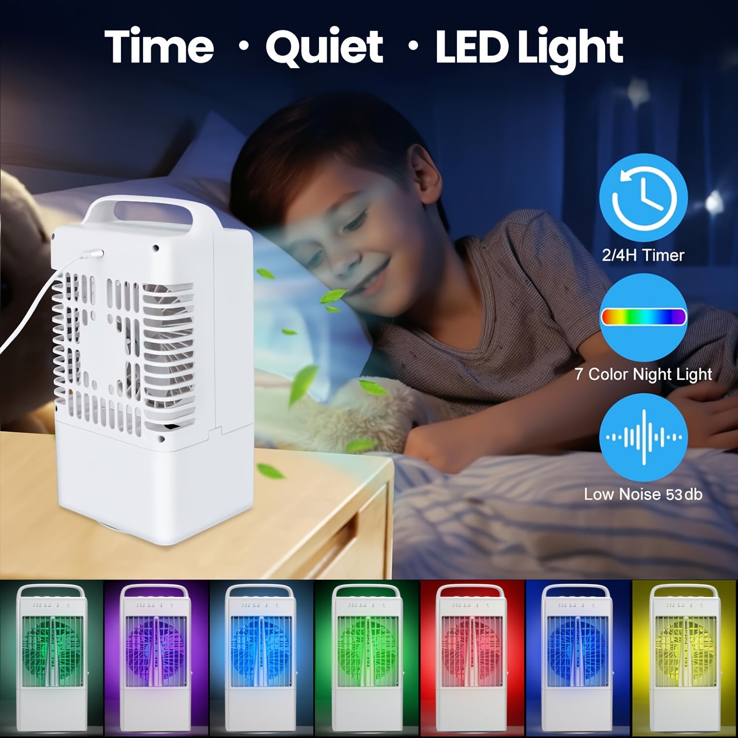 Mini Fan Portable USB Rotating Cooling Mist for Bedroom Summer