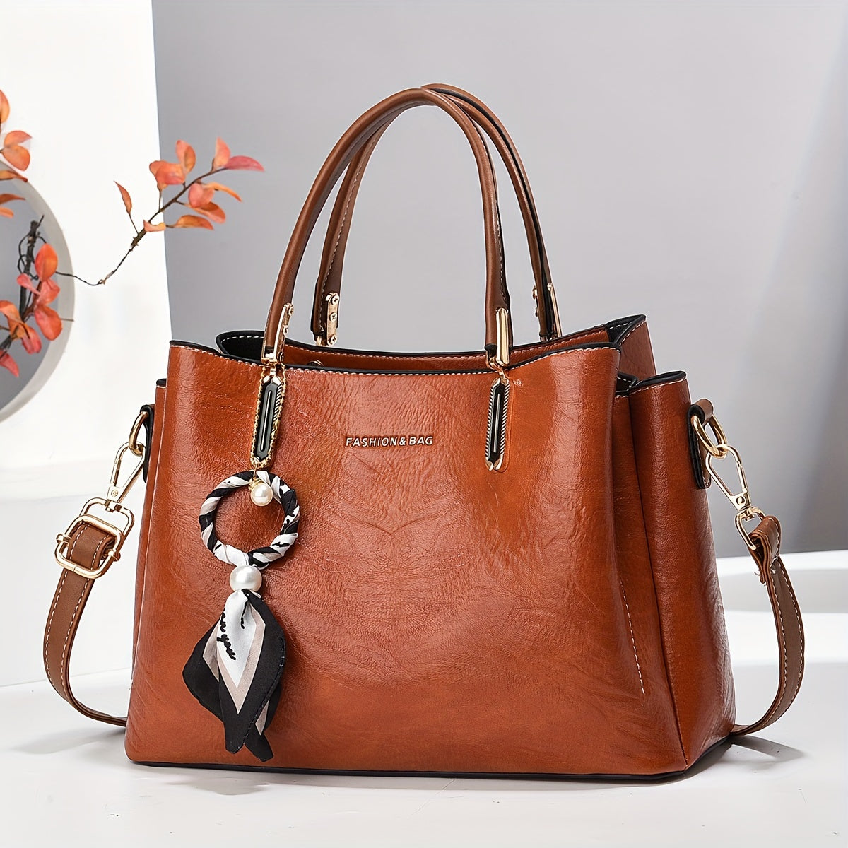 Bolso tote de PU para mujer con correa ajustable para uso casual y de oficina