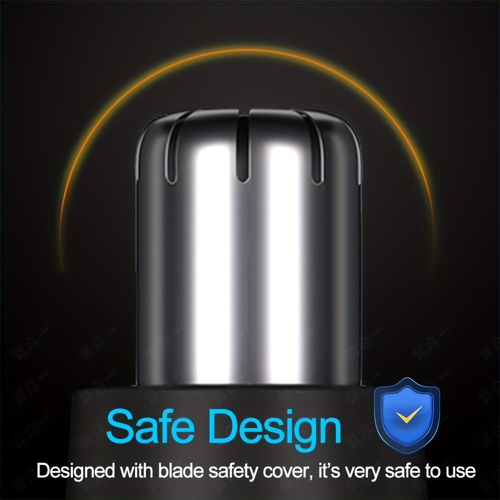 Rechargeable metal alloy nose hair trimmer with precision blades