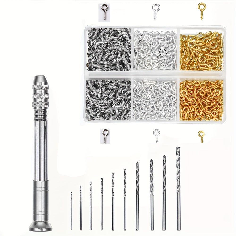 Jewelry Making Kit with Screw Eye Pins and Hand Drill Tools for Resin and Epoxy Molds