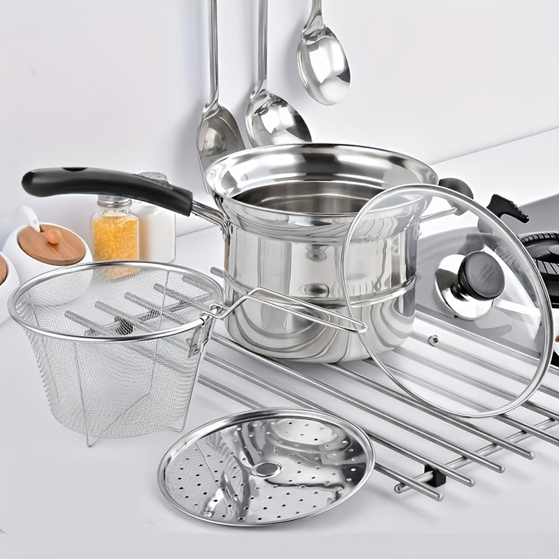 Набор посуды из нержавеющей стали с корзиной для жарки, паровой корзиной и крышкой