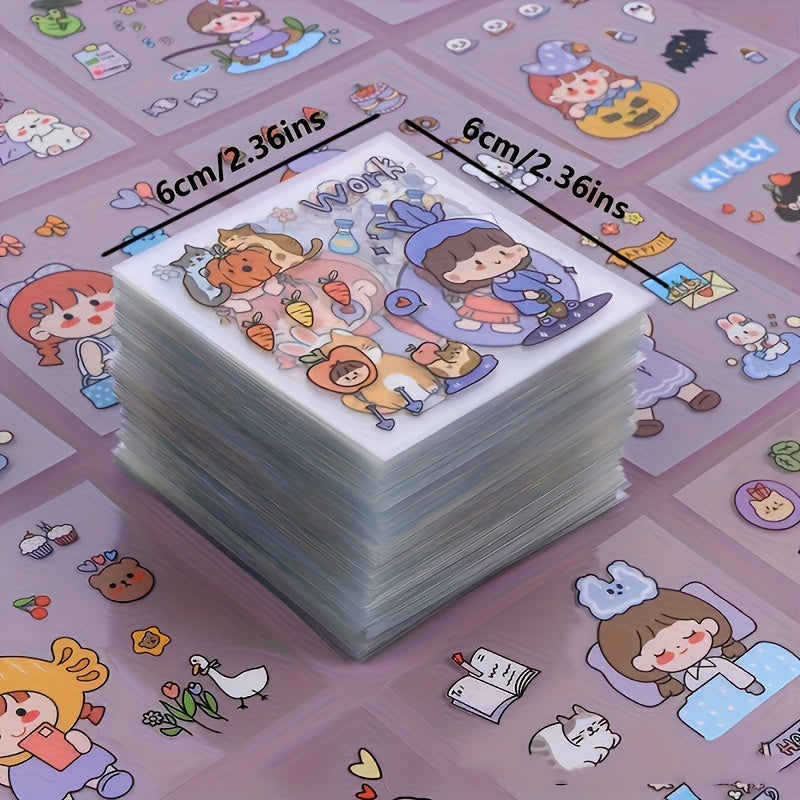 Cartoon Girl Animal Pattern Stickers for DIY Crafts Notebooks Scrapbooks Calendars