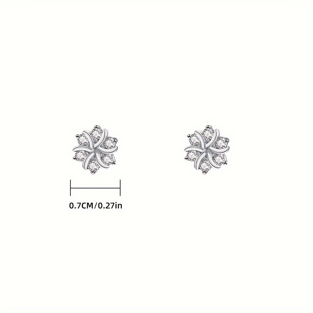 Sterling Silver Snowflake Stud Earrings for Women 1.5g Elegant Jewelry