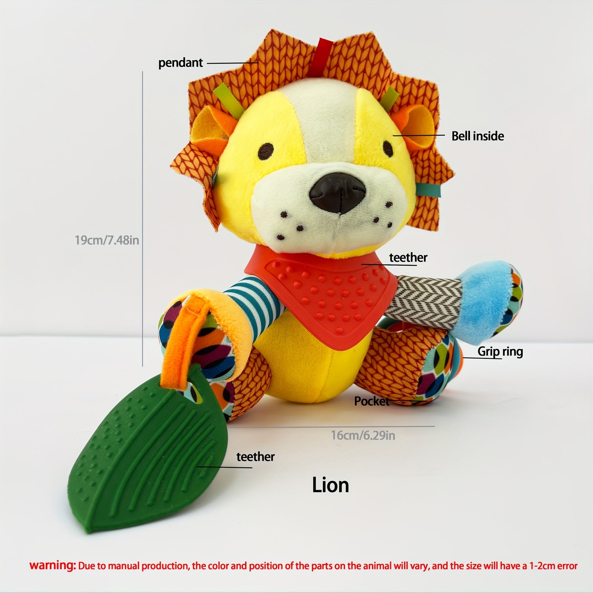 Plush Elephant Fox Lion Dog Raccoon Hanging Toy for Stroller and Gift