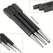 3-Piece High-Carbon Steel Center Punch Set 1.5-3mm Metal Wood Marking