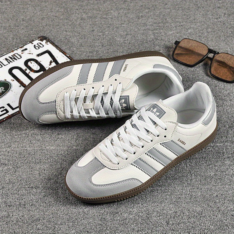 Casual Sneakers for Couples White Gray Striped Mesh Breathable All-Season