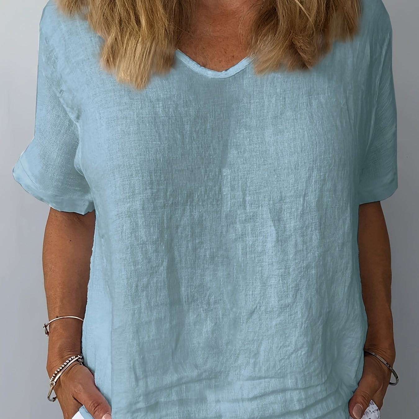 Plus Size Women Loose Casual Solid Color Shirt