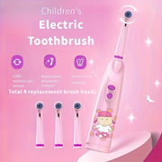 Kids Pink Electric Toothbrush Soft Nylon Bristles for Ages 3+ Battery-Powered