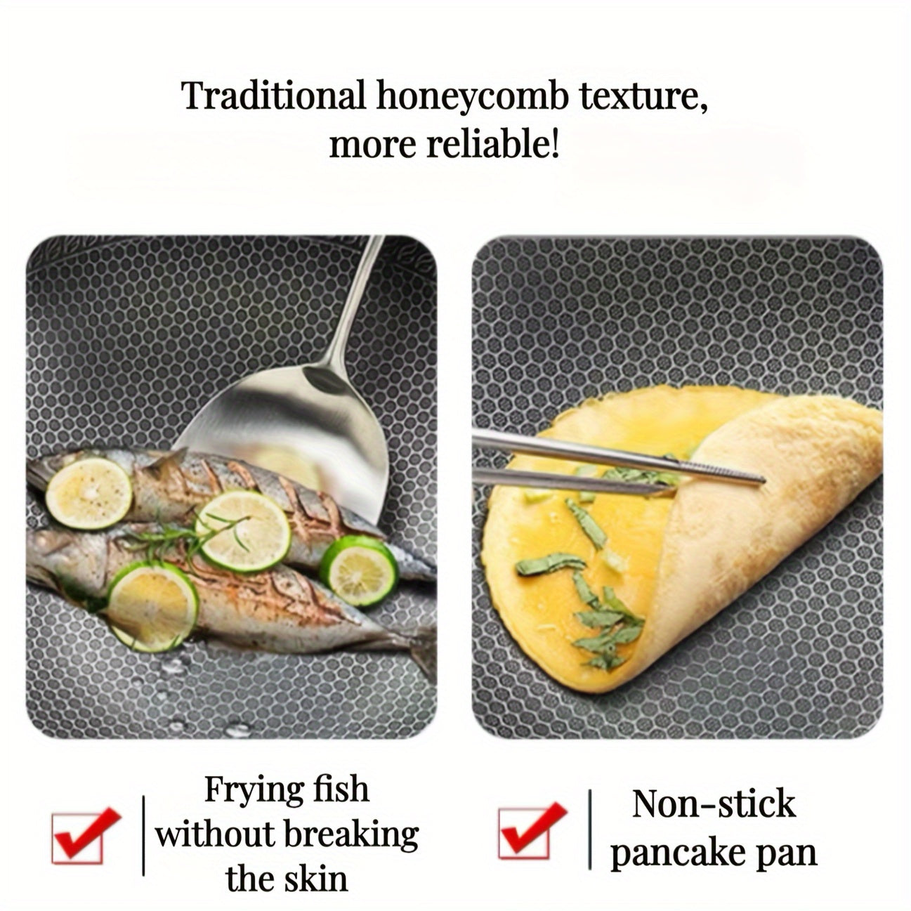 Stainless Steel Wok with Glass Lid Non-Stick Honeycomb Design Induction Gas Compatible