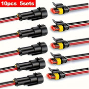 Electrical Connector Plugs Set Waterproof 10pcs 2-Pin for Car Motorcycle