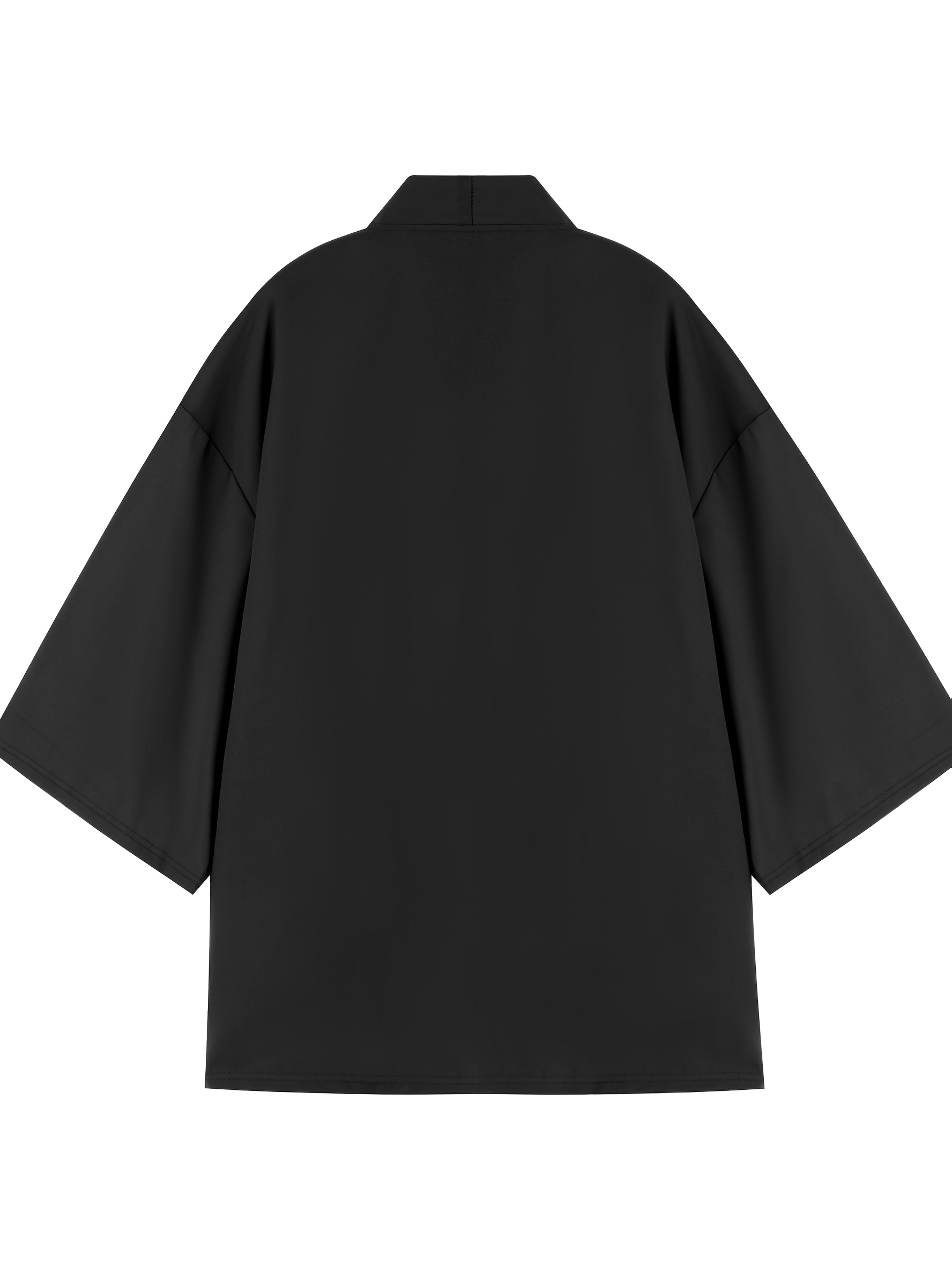 Men's Summer Kimono Shirt Casual Solid Color Three-Quarter Sleeve Open Placket Polyester