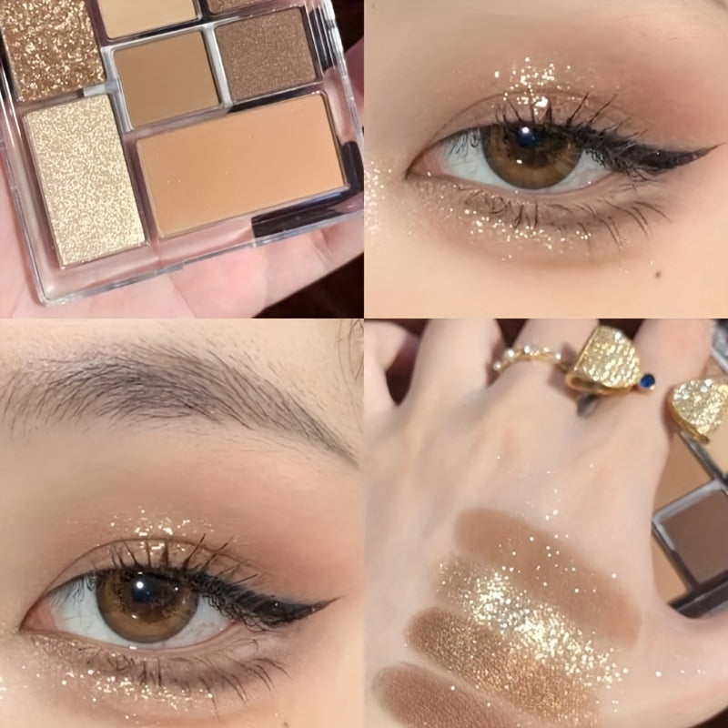 7-Color Eyeshadow Palette Matte and Shimmery Blue Brown Contouring