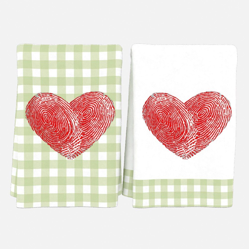 Valentine's Day Heart Print Tea Towels 2-Pack, 45.72x66.04 cm, Soft Polyester