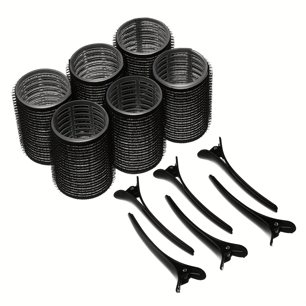 12-Piece Self-Gripping Hot Rollers Set for Long and Medium Hair 4cm Diameter with Hair Clips