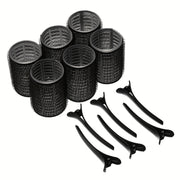 12-Piece Self-Gripping Hot Rollers Set for Long and Medium Hair 4cm Diameter with Hair Clips