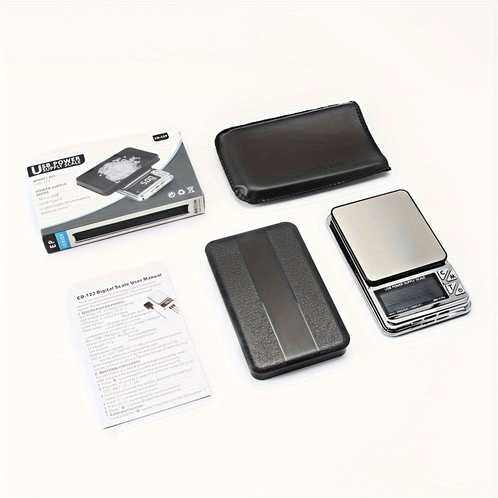 Stainless Steel Jewelry Scale Digital Display 1000g 0.01g Accuracy Rechargeable