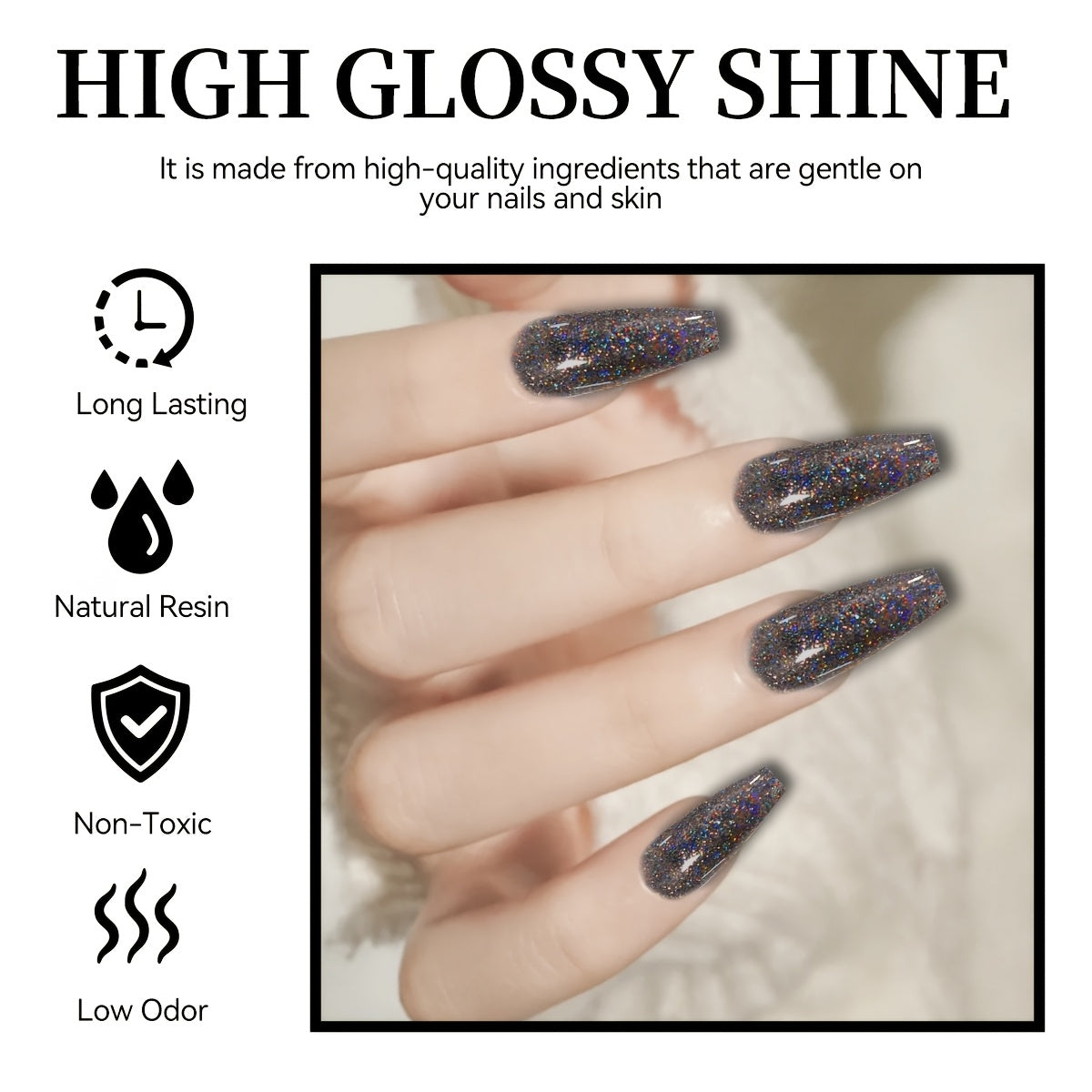 Vibrant Holographic Glitter Gel Nail Polish Long-Lasting Fast-Drying Alcohol-Free