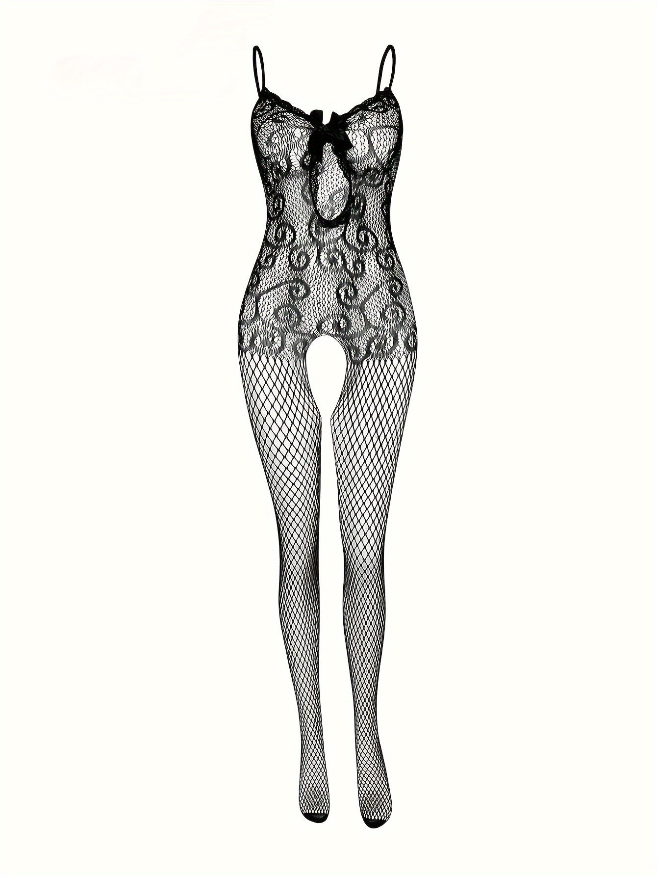 Ayollar uchun Fishnet Bodysuit to'plami, kesmalar bilan shaffof tarmoq ichki kiyim