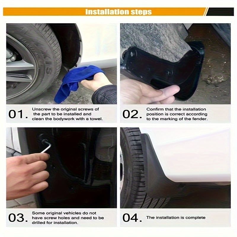 Guardabarros de coche de plástico de 4 piezas, delanteros y traseros, para sedán