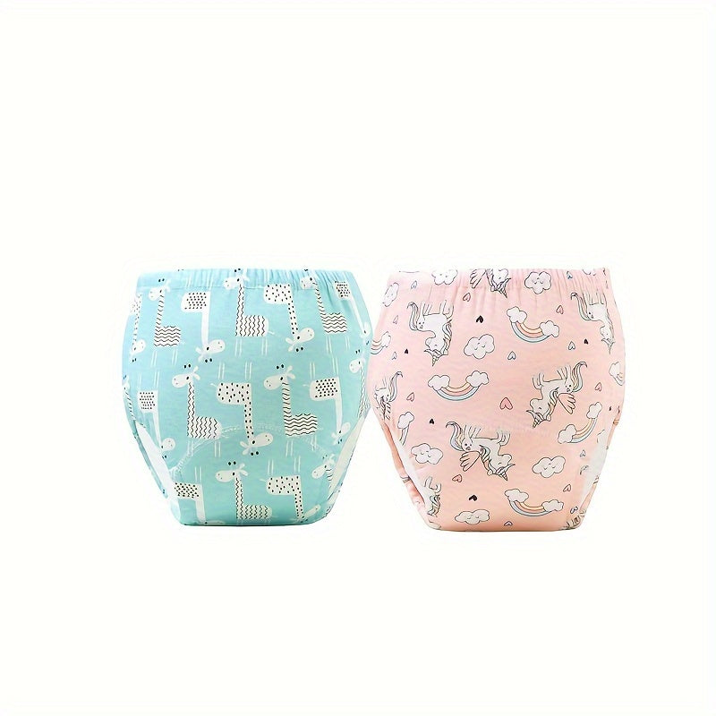 Juego de 2 pantalones de entrenamiento reutilizables, impermeables, transpirables y a prueba de fugas de algodón para bebé