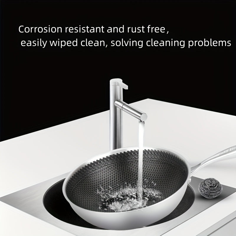 Sartén de acero inoxidable con recubrimiento antiadherente de panal de abeja de 10 pulgadas para cocción a gas y inducción