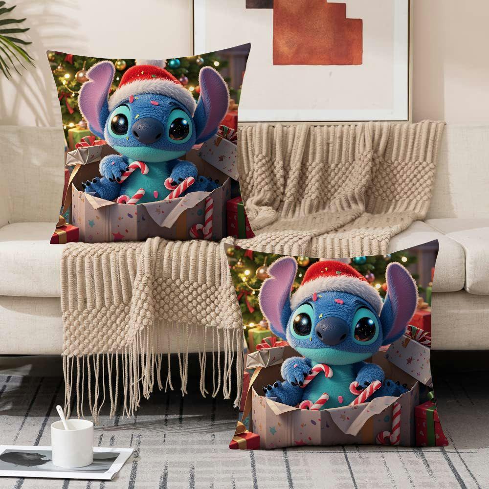 Set of 2 Christmas Stitch Throw Pillow Covers Cushion Cases for Couch and Home Decor