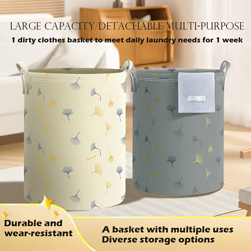 Waterproof Laundry Hamper with Handles Blue Fabric Storage Basket for Home Bathroom Dorm