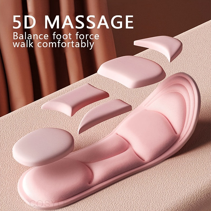 Unisex 5D Memory Foam Shoe Insoles, Breathable, Wear-Resistant, Adjustable