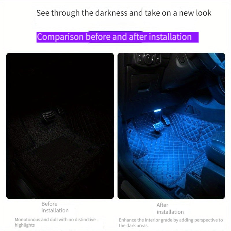 Car Interior Touch Lamp 2/4pcs LED Decorative Light USB Rechargeable