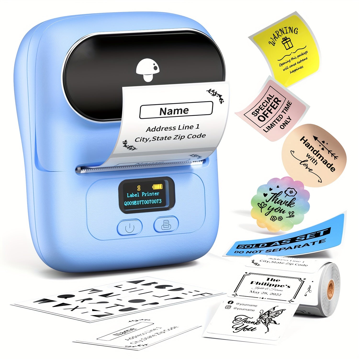 Mini Wireless Thermal Label Printer for Small Business Home Office 0.8-2 Inch