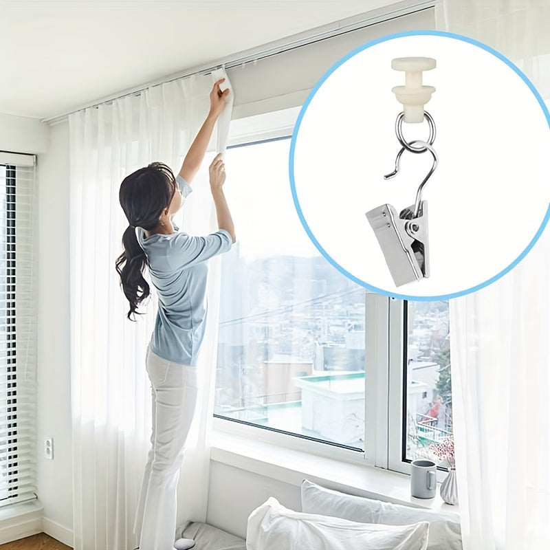 Metal Curtain Hooks and Gliders Set for Rail, Shower, and Door Curtains
