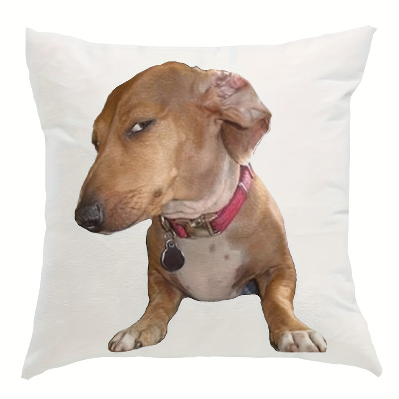 Dachshund throw pillow qopqog'i, yon-ko'zli, yumshoq polyester, yuviladigan, 45.7 sm
