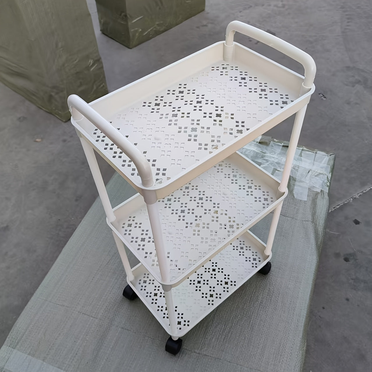 Plastic Storage Cart with Wheels for Kitchen Bathroom Bedroom Multi-Tier Organizer