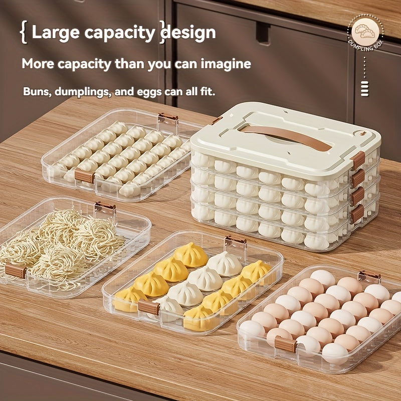 Leakproof Multi-Layer Dumpling Wonton Food Storage Container Stackable Freezer Organizer