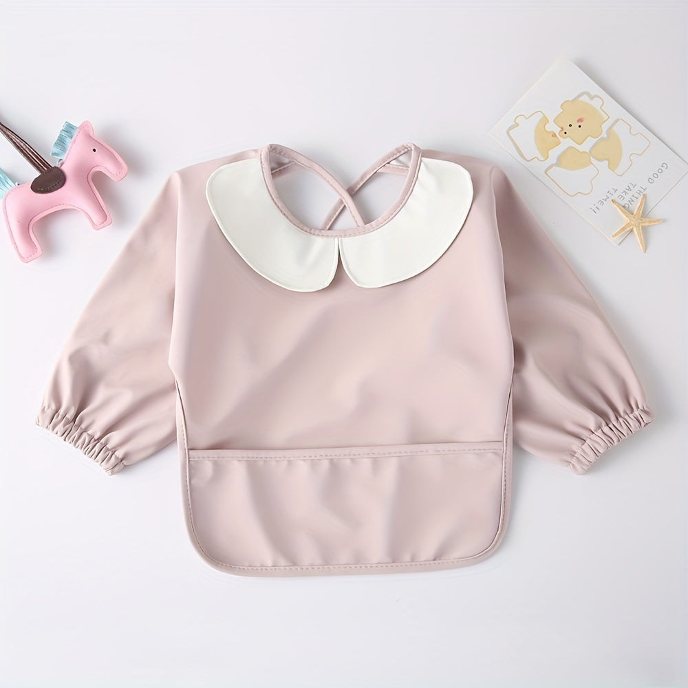 Baby Bib Waterproof Long-Sleeved PU Feeding Bib for Infants and Toddlers